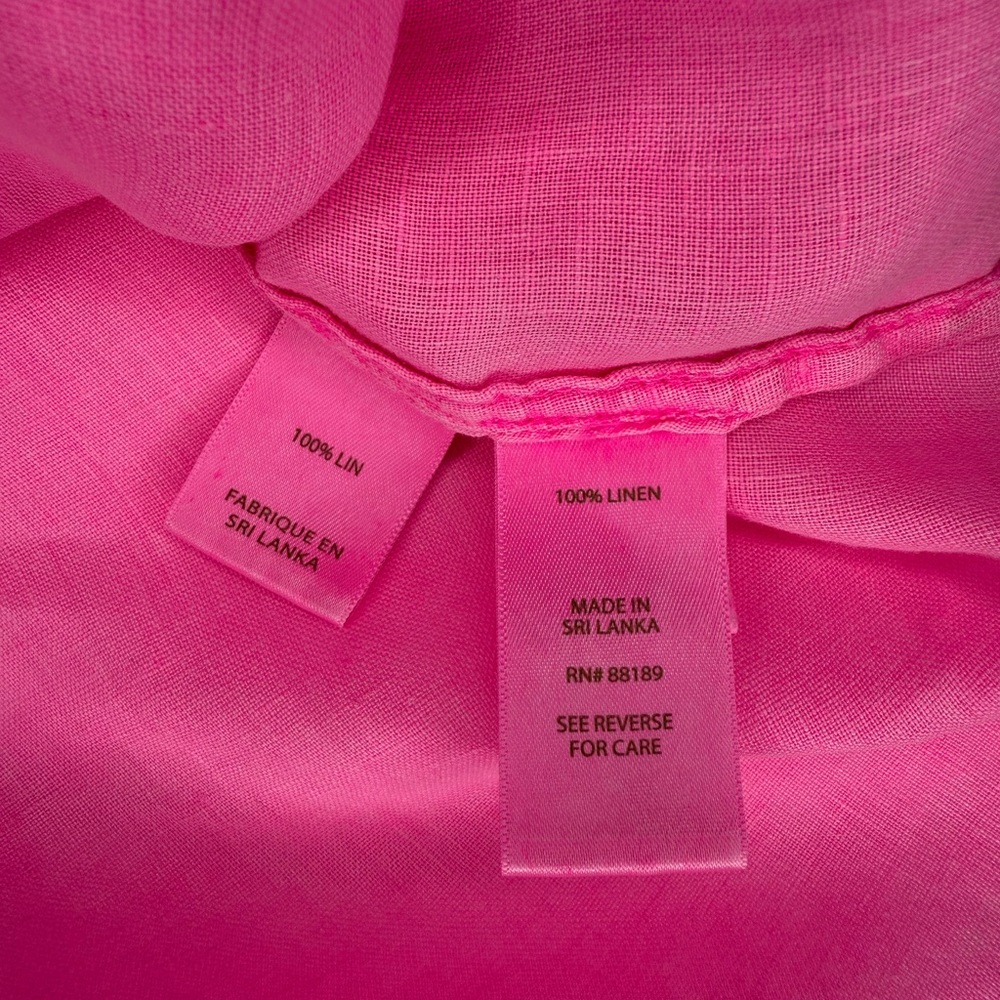 Lilly Pulitzer Briette Hot Pink Isle Ruffle Sleeve 100% Linen Top, SMALL - Picture 15 of 17